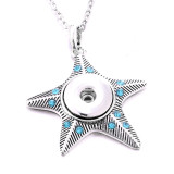 Necklace sea animals starfish sea turtle dolphin 60CM chain  metal  fit 20MM chunks snap button jewelry