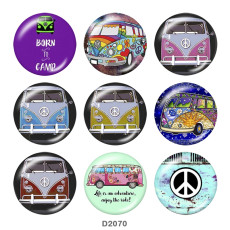 20MM School Bus car Print glass snaps buttons