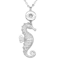 Necklace sea animals starfish sea turtle dolphin hippocampus anchor 60CM chain  metal  fit 20MM chunks snap button jewelry