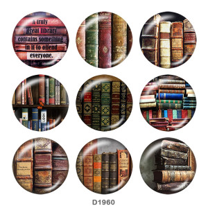 20MM book Print glass snaps buttons