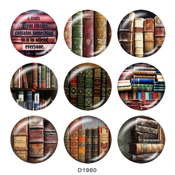20MM book Print glass snaps buttons