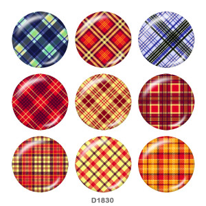 20MM Checkerboard element Print glass snaps buttons