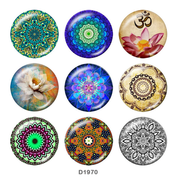 20MM decorative pattern Print glass snaps buttons