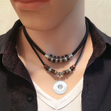 Pendant Layered Leather Necklace fit 20mm snaps  jewelry