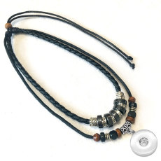 Pendant Layered Leather Necklace fit 20mm snaps  jewelry