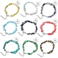 Natural Crystal Agate Crushed Stone Semi-Precious Stone Bracelet Irregular Stone fit 18mm snap button jewelry