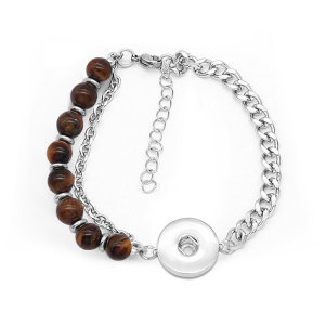 Stainless Steel Natural Stone Bracelet fit 18mm snap button jewelry