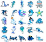 49pcs Cartoon ocean seahorse sea turtle  graffiti stickers decorative suitcase notebook waterproof detachable stickers