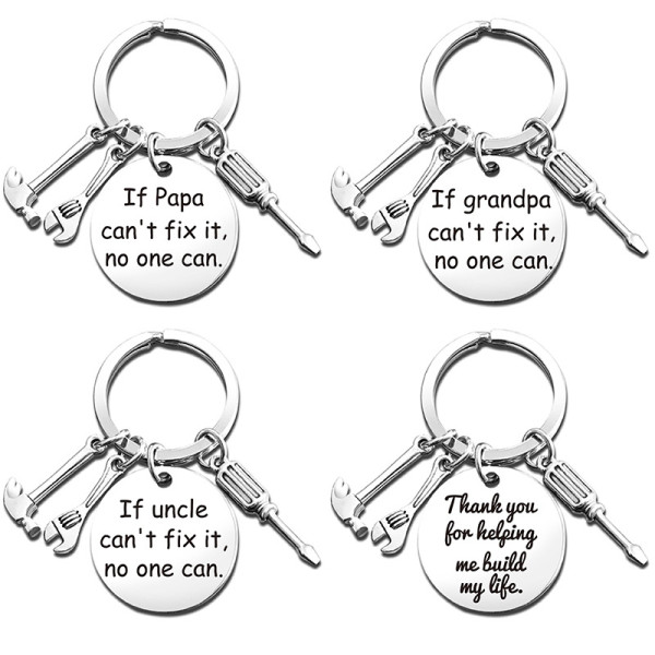 Stainless Steel Keychain Father's Day Gift Dad Tools Hammer Screwdriver Wrench