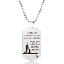 Stainless Steel Necklace Military Brand Lettering Father Mother's Day Thanksgiving Christmas Gift