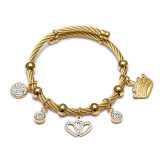 Stainless Steel Hand of Fatima Heart Cross Anchor Bracelet