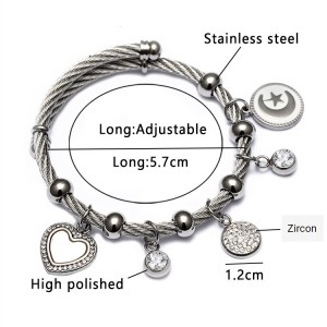Stainless Steel Hand of Fatima Heart Cross Anchor Bracelet