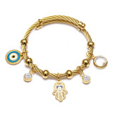 Stainless Steel Hand of Fatima Heart Cross Anchor Bracelet