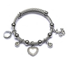 Stainless Steel Hand of Fatima Heart Cross Anchor Bracelet