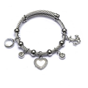 Stainless Steel Hand of Fatima Heart Cross Anchor Bracelet