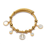 Stainless Steel Hand of Fatima Heart Cross Anchor Bracelet