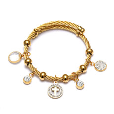 Stainless Steel Hand of Fatima Heart Cross Anchor Bracelet