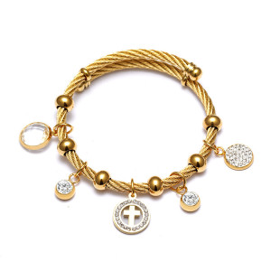 Stainless Steel Hand of Fatima Heart Cross Anchor Bracelet