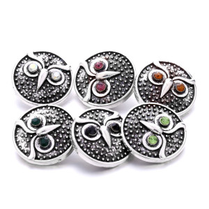 20MM  owl rhinestones  design  Metal snap buttons