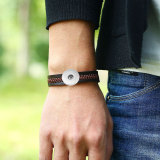 simple leather bracelet embroidered men's and women's bracelet fit 20mm snaps  jewelry