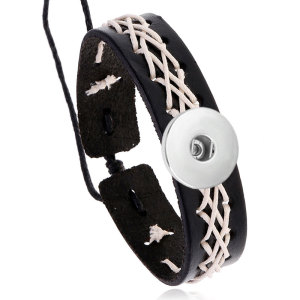 Braided Leather Bracelet fit 20mm snaps  jewelry