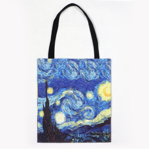 Van Gogh starry sky oil painting tote bag ladies canvas bag beach bag