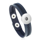 simple leather bracelet embroidered men's and women's bracelet fit 20mm snaps  jewelry