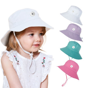Sun hat men and women baby breathable quick-drying beach hat children's sunscreen adjustable fisherman hat fit 18mm snap button jewelry