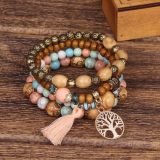 Multilayer Wooden Beaded Bracelet Stretch