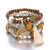 Multilayer Wooden Beaded Bracelet Stretch