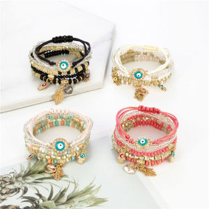 Hand-beaded fashion eye bead temperament multi-layer bracelet