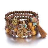 Multilayer Wooden Beaded Bracelet Stretch