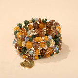 Layered Bracelet Crystal Heart Beaded Charm love