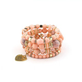 Layered Bracelet Crystal Heart Beaded Charm love