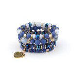 Layered Bracelet Crystal Heart Beaded Charm love