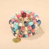 Layered Bracelet Crystal Heart Beaded Charm love