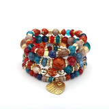Layered Bracelet Crystal Heart Beaded Charm love