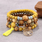 Multilayer Wooden Beaded Bracelet Stretch