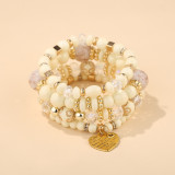 Layered Bracelet Crystal Heart Beaded Charm love