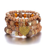 Layered Bracelet Crystal Heart Beaded Charm love