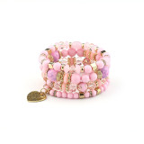 Layered Bracelet Crystal Heart Beaded Charm love