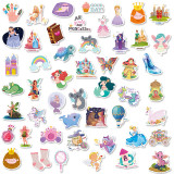 50pcs  Cartoon princess graffiti stickers decorative suitcase notebook waterproof detachable stickers