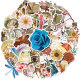 50pcs retro flowers and birds graffiti stickers decorative suitcase notebook waterproof detachable stickers