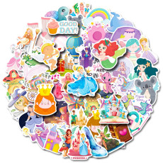 50pcs  Cartoon princess graffiti stickers decorative suitcase notebook waterproof detachable stickers