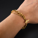 New Simple Double Layer OT Type Stainless Steel Bracelet