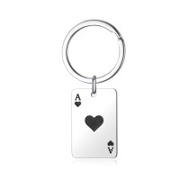 Stainless Steel Ace of Hearts Ace of Spades keychain