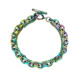 New Simple Double Layer OT Type Stainless Steel Bracelet
