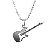 Stainless Steel Music Guitar Pendant Lover Gift Couple Pendant Necklace