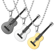 Stainless Steel Music Guitar Pendant Lover Gift Couple Pendant Necklace