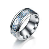Stainless steel gold piece silver piece dragon pattern dragon piece ring